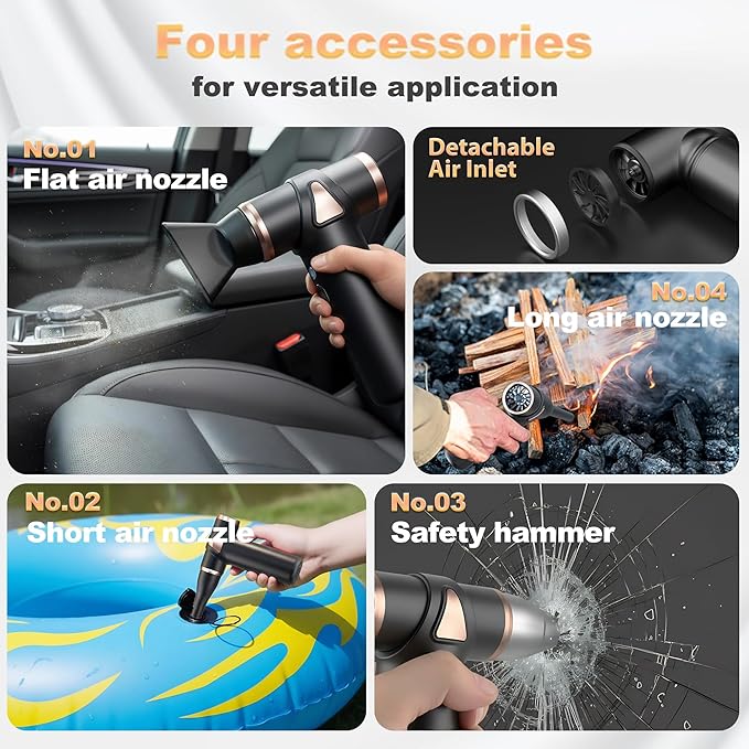 muilsae 4-in-1 Mini Air Duster, Electric Dust Cleaner Pocket Size, Rechargeable - Image 4
