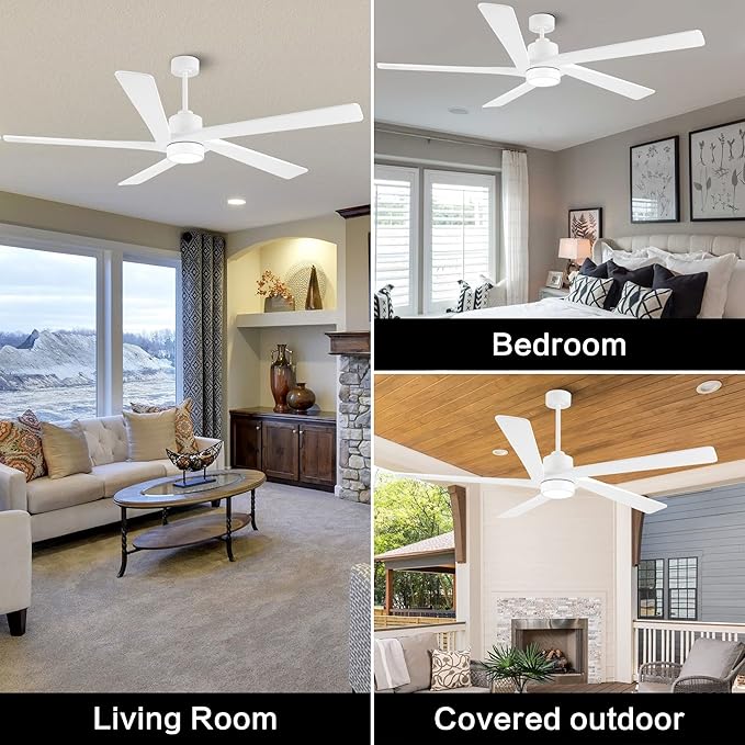 WINGBO 64" DC Ceiling Fan with Lights and Remote Control, 5 Carved Wood Blades - Image 8