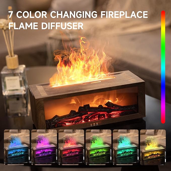 Fireplace Flame Air Diffuser Humidifier, 7 Colors Aromatherapy Essential Oil - Image 5