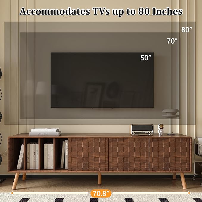 Virubi Mid-Century Modern TV Stand, Entertainment Center - Image 6