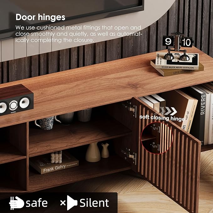 gaoyangjiaju 94.48" Mid-Century Modern TV Stand, Walnut Media Console - Image 7