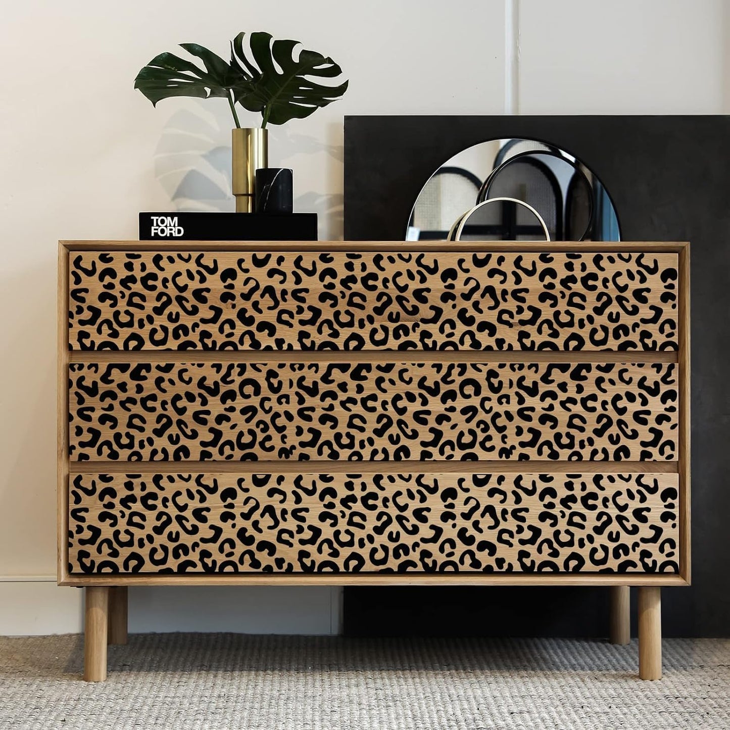 FINGERINSPIRE Leopard Skin Stencils Decoration Template 11.8x11.8 inch Plastic Animal Print Drawing Painting Stencils Square Reusable Cheetah Skin Stencil for Painting on Wood, Floor, Wall and Tile