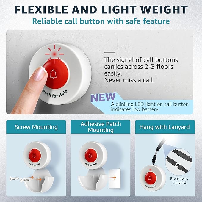 SYNLETT Caregiver Pager Wireless Call Buttons Motion Sensor Alarm Indoor - Image 4