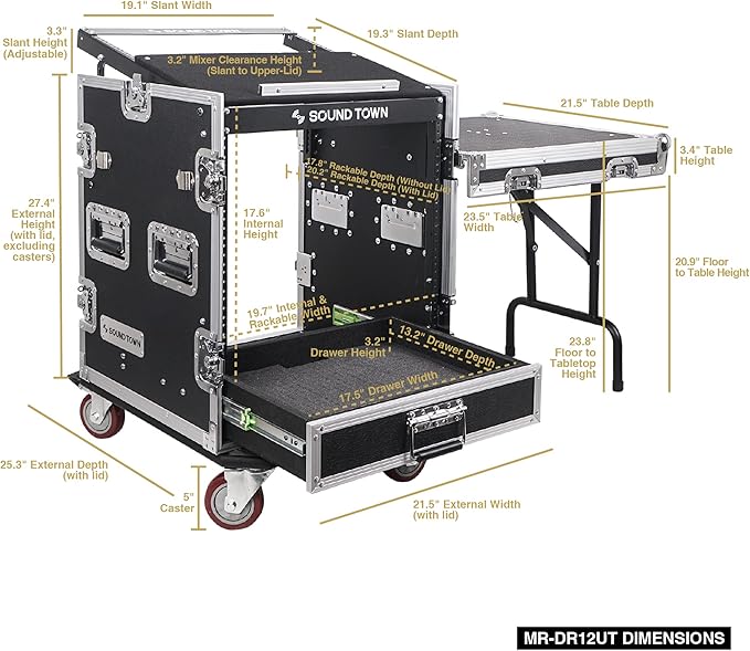 Sound Town 12U PA DJ Pro Audio Rack/Road ATA Case - Image 7