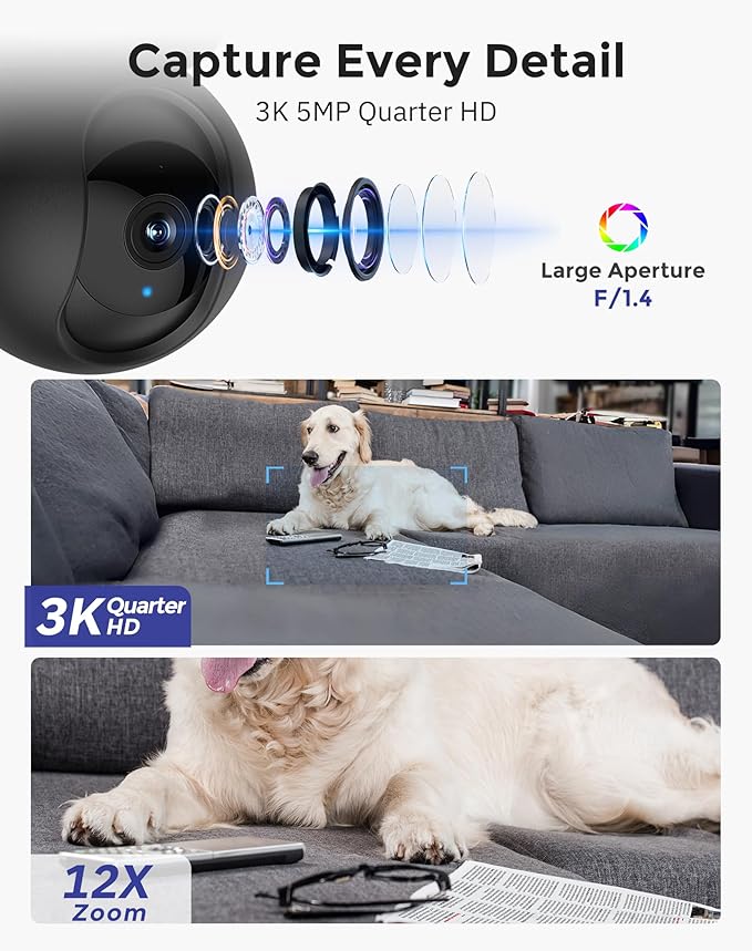 Hugolog 3K 5MP Indoor Pan/Tilt Security Camera - Image 4
