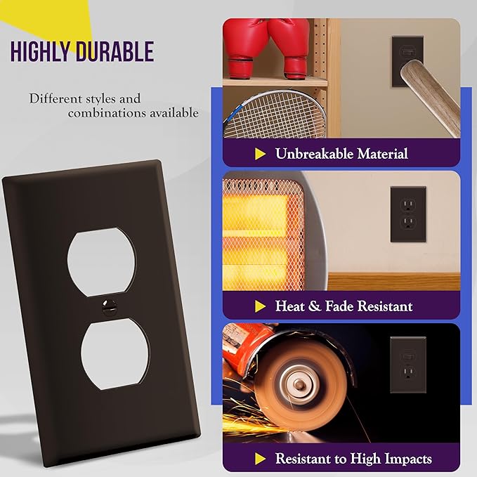 ENERLITES Duplex Receptacle Outlet Wall Plate, Gloss Finish, Midway Size 1-Gang - Image 4