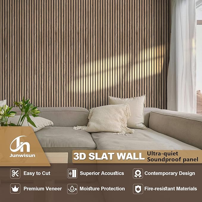 Acoustic Wall Panels, 2 Pack Wood Slat Wall Panel, Soundproof Wall Panels - Image 8