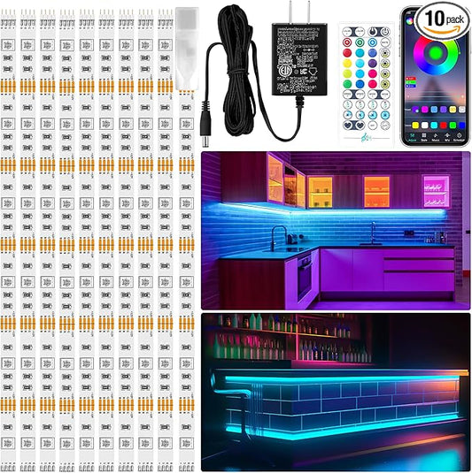 LAFULIT 10 PCS RGB Under Cabinet Lights Kit, App and Remote Control Led Strip by LAFULIT