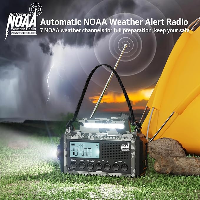 Mesqool Emergency Radio AM/FM/SW/NOAA Weather Radio, 12000 Battery Powered - Image 2
