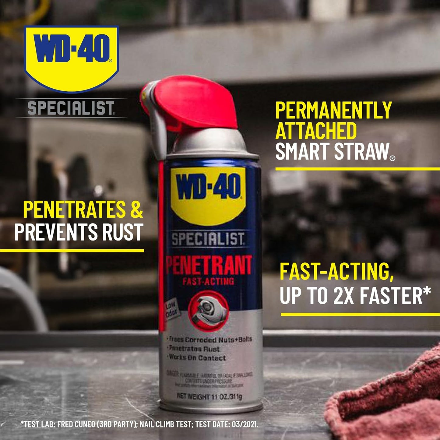 WD-40 Specialist Penetrant with SMART STRAW SPRAYS 2 WAYS, 11 OZ [6-Pack] | Penetrant for Metal, Rubber & Plastic Threads, Locks, Nuts, Industrial Strength for Automotive & Heavy-Duty Construction