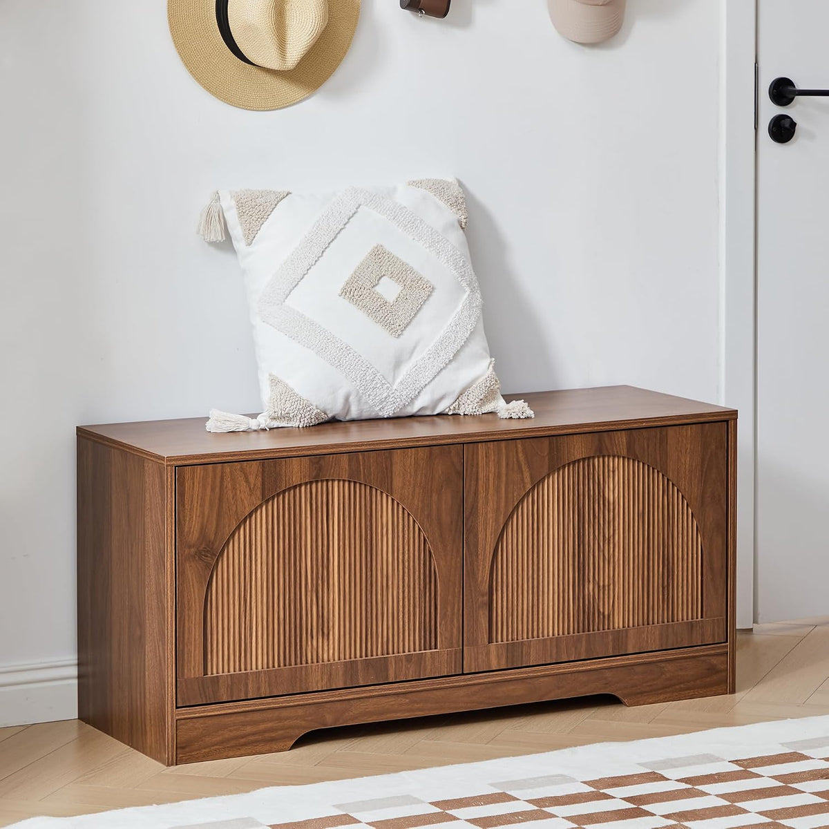 berrymerry 39.4" fluted 2 tier shoe storage bench, main product view