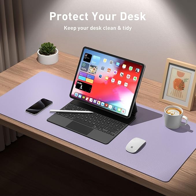 Aothia Leather Desk Pad Protector, Mouse Pad, Office Desk Mat, Non-Slip PU - Image 3