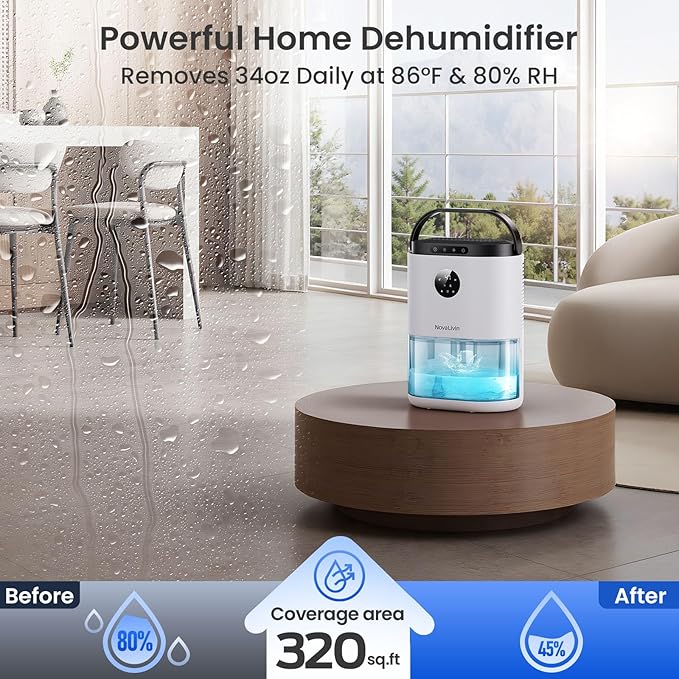 Dehumidifier for Home, 68 OZ Water Tank Dehumidifiers for Bathroom, Living room - Image 2