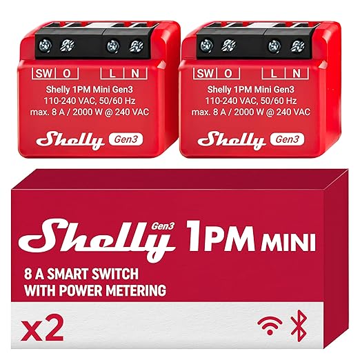 Shelly 1PM Mini Gen3 | WiFi Smart Switch Relay, 1 Channel 8A by Shelly