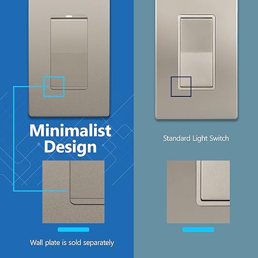 LIDER Minimalist Design Matte Finish Lighted Decorator Switch, Frameless Paddle - Image 4
