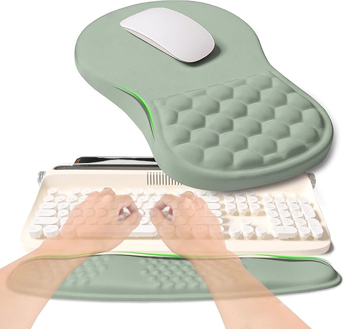 KUOSGM 2-in-1 Ergonomic Set, Wave Rise Keyboard Wrist Rest and Massage Bulge by KUOSGM