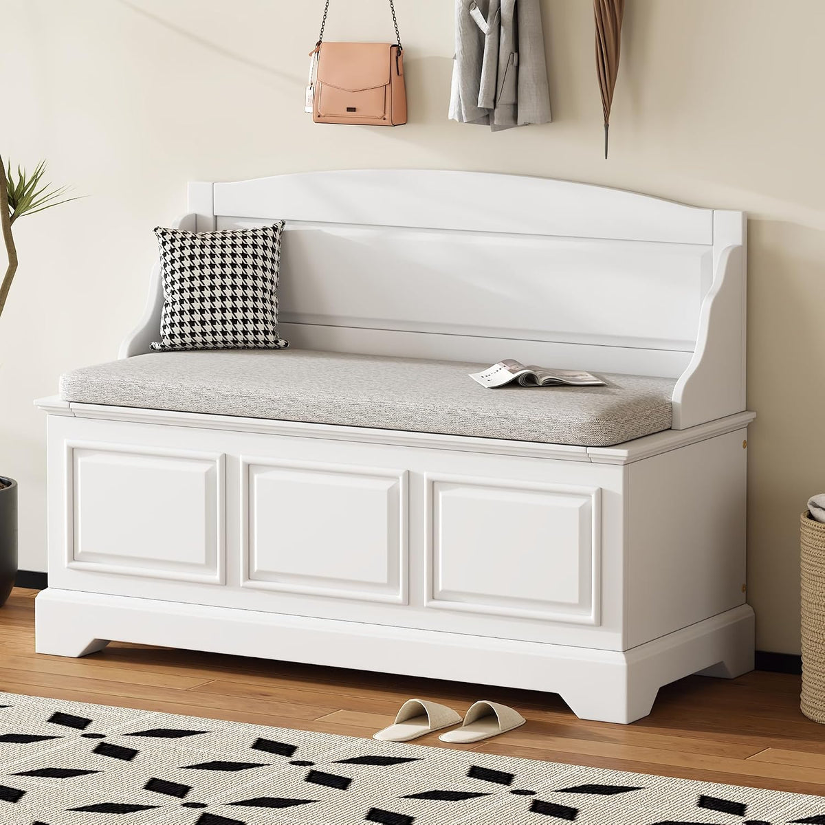 knocbel rustic entry storage bench with hidden compartments, main product view