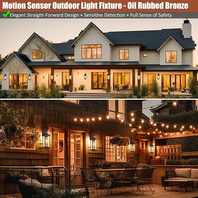 Roravilila 1-Pack 18 Inch Oil Rubbed Bronze Motion Sensor Outdoor Wall Lantern - Image 6