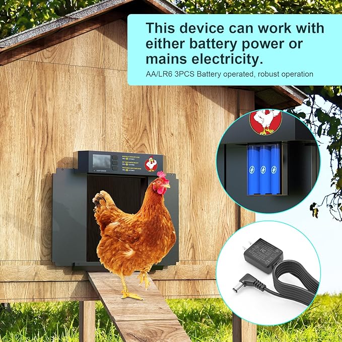 CKAIJHIEG Chicken Coop Door, Automatic Chicken Coop Door Opener, Large LCD - Image 3