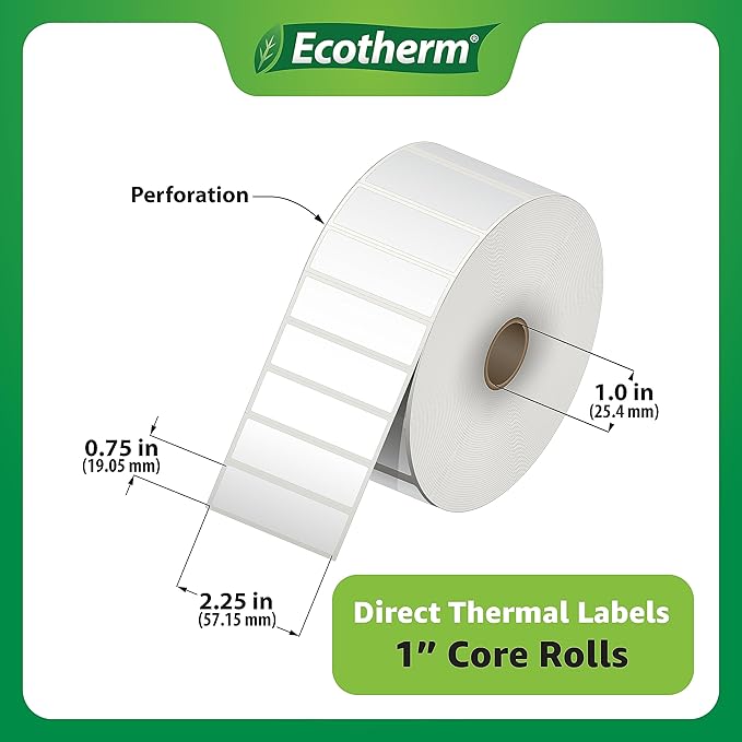 2.25" x .75" Thermal Labels | 6 Rolls | 19890 Labels | fits Zebra, Offnova - Image 3