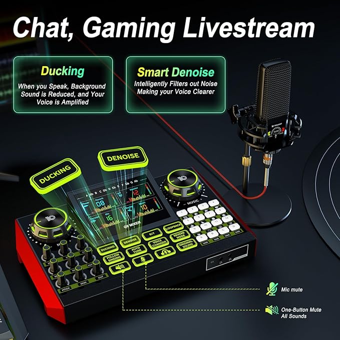 Podcast Microphone Bundle with Live Sound Card Audio Mixer, Podcast Equipment - Image 5