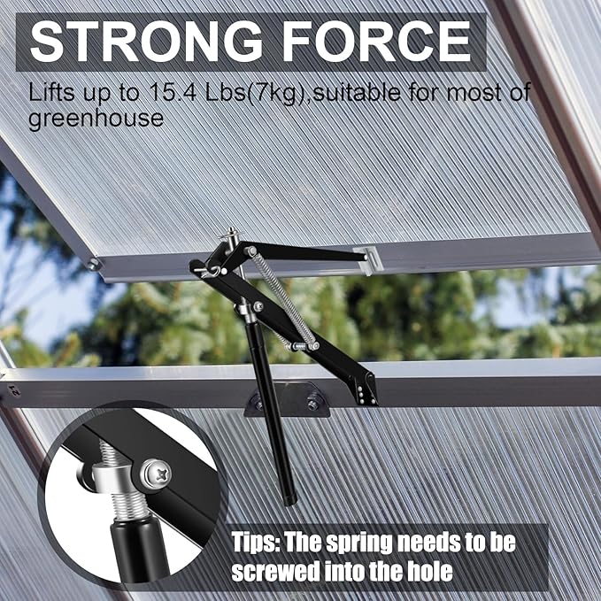 Amylove 2 Pcs Dual Spring Automatic Roof Vent Opener Greenhouse Accessories - Image 4