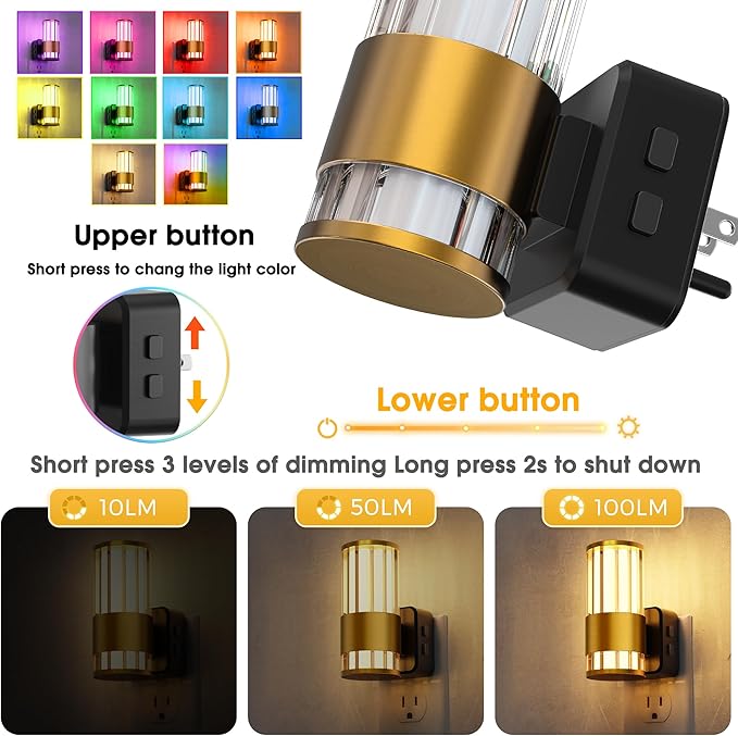 L LOHAS LED Night Light, Night Lights Plug into Wall, 2 Pack 10-Color RGB - Image 3