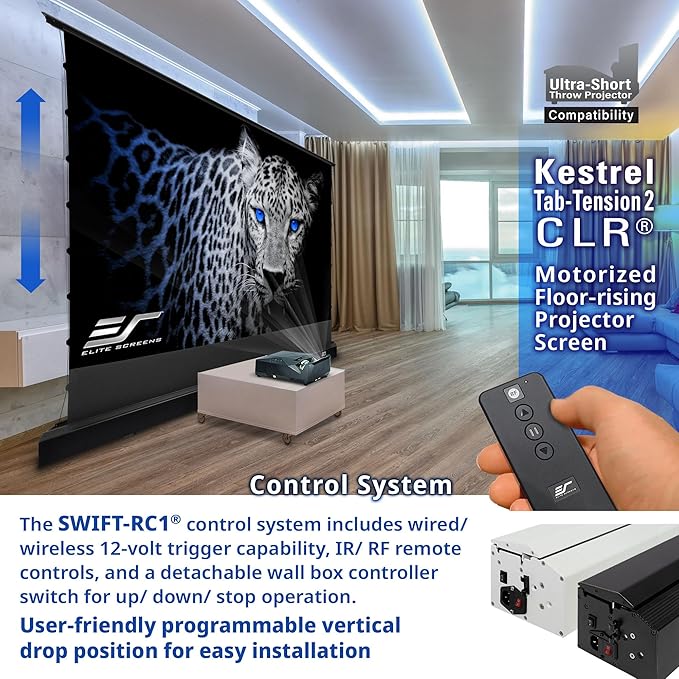 Elite Screens Kestrel Tab-Tension CLR, 121 inch 16:9, Ultra-Short Throw Ceiling - Image 2
