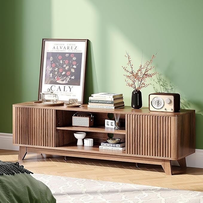 VINGLI 58.6" TV Stand up for 70 Inch TV, Mid Century Entertainment Center - Image 6