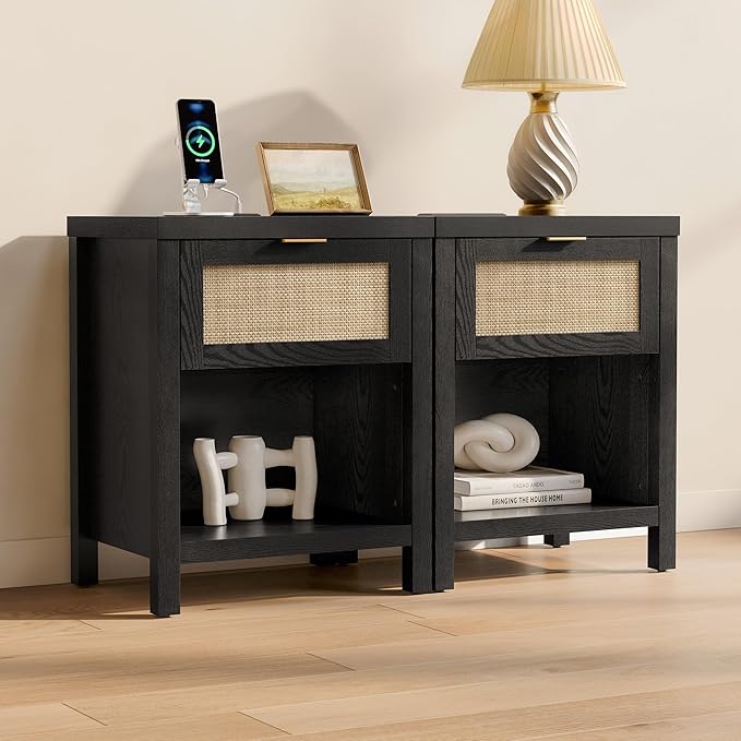 SICOTAS Black Nightstands Set of 2 - Image 6