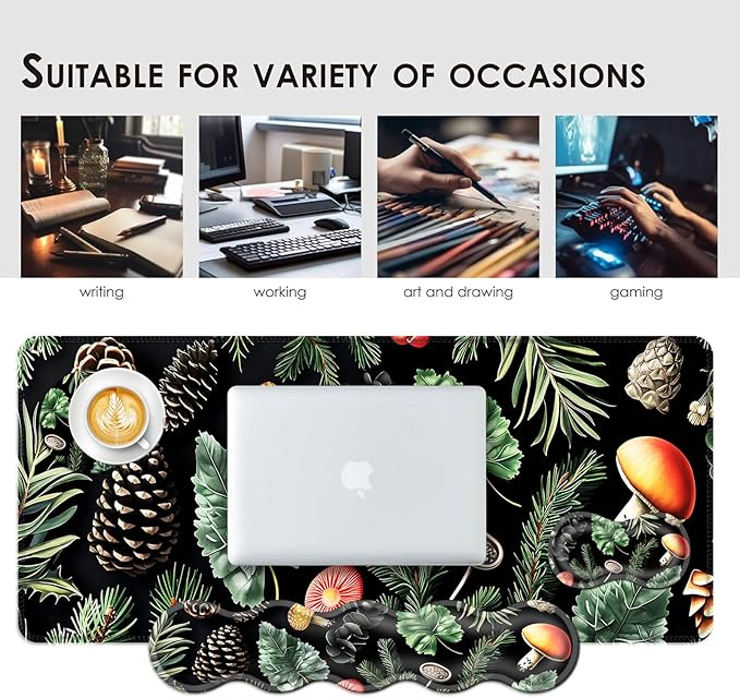 BFUKVOU Large Keyboard Mouse Pad Set, Extended Mouse Pad+Keyboard Wrist Rest - Image 7