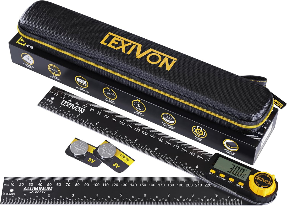 LEXIVON Aluminum Digital Angle Finder Gauge, 10-inch/250mm Multi-Purpose