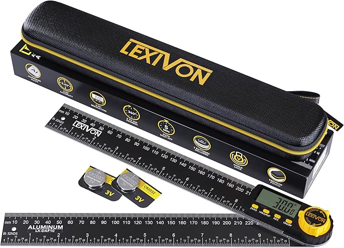 LEXIVON Aluminum Digital Angle Finder Gauge, 10-inch/250mm Multi-Purpose by LEXIVONTools