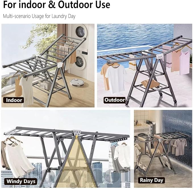 Heavy Duty Clothes Drying Rack Foldable –71" Extra Large Clothes Airer Drying - Image 8