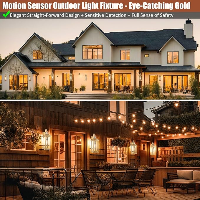 Roravilila 2-Pack Gold Dusk to Dawn Motion Sensor Lights 18 Inch, Large Outdoor - Image 5
