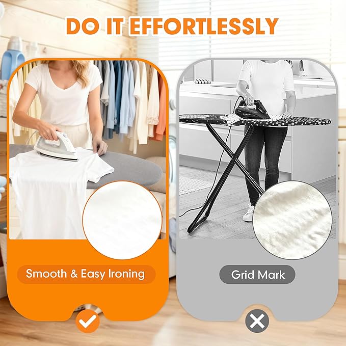 Ironing Board Cover and Pad, 18x49 Extra Wide Thick Iron Padding, Scorch & - Image 4