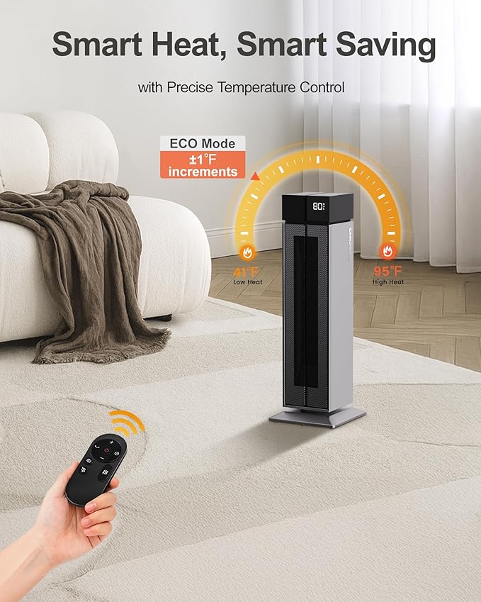 ComDomus Electric Heaters for Indoor Use, 25” Space Heater Large Room - Image 4