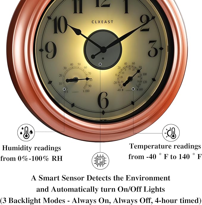 CLXEAST 18 Inch Illuminated Outdoor Indoor Clocks - Image 4