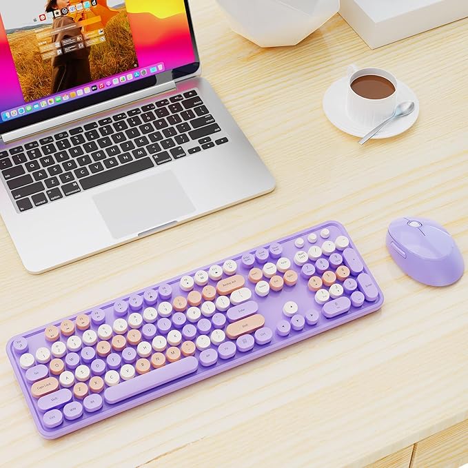 Nowlike Wireless Keyboard and Mouse Combo, Retro Typewriter Keyboard - Image 9