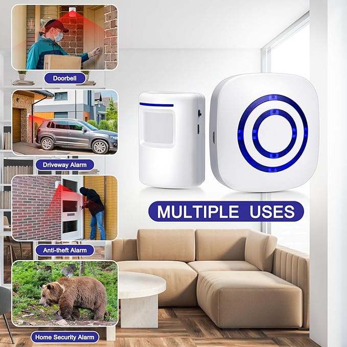 Mimorou Motion Sensor Alarm Wireless Driveway Alarm Indoor Home Motion Detector - Image 6
