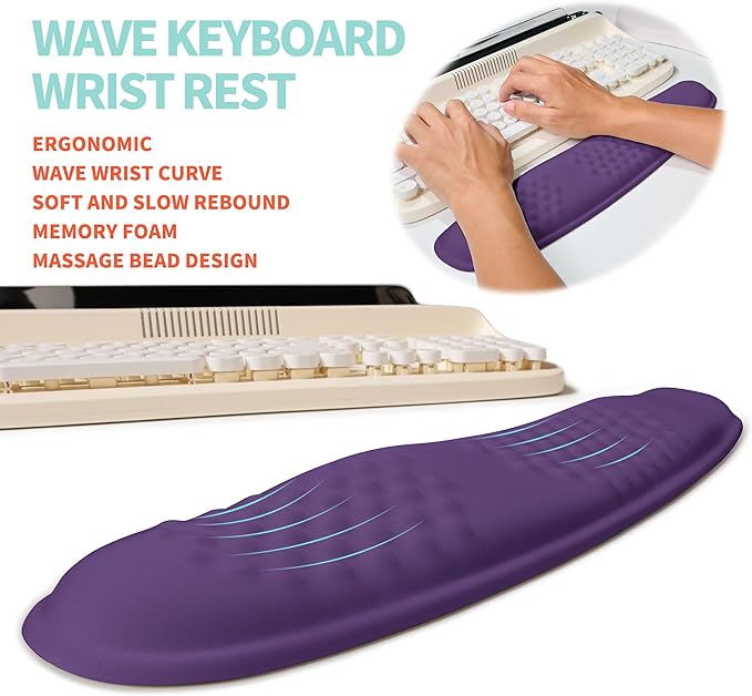 KUOSGM 2-in-1 Ergonomic Set, Wave Rise Keyboard Wrist Rest and Massage Bulge - Image 2