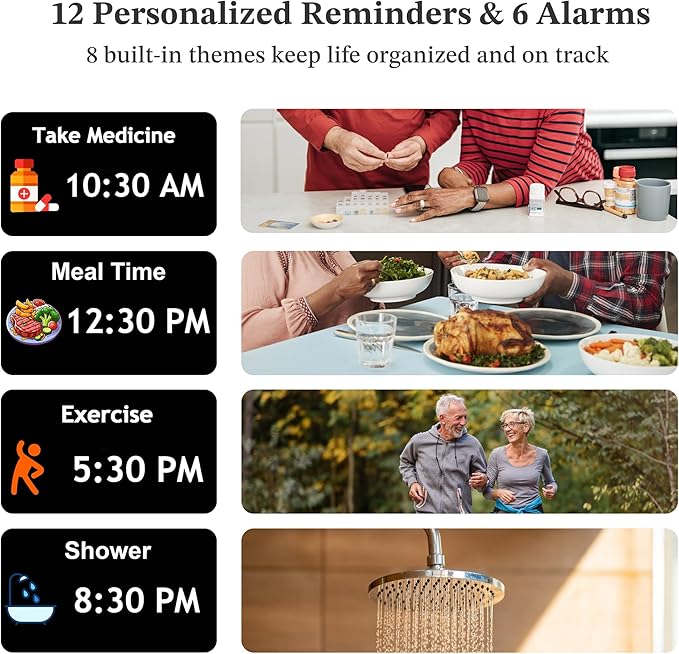 2025 NEW, Digital Clocks, Auto-Dimming, 12 Reminders & 6 Alarms, Button & - Image 5