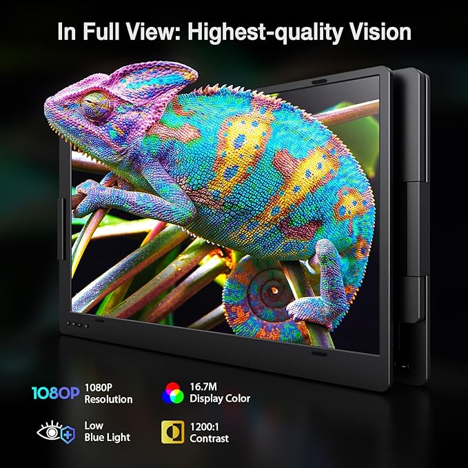 KYY 15.6" Laptop Screen Extender, 1080P FHD IPS Portable Monitor, One Cable - Image 5