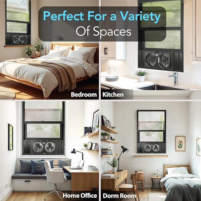 Comfort Zone Window Fan for Bedroom, 9 inch 3 Speed Dual Fans - Image 3