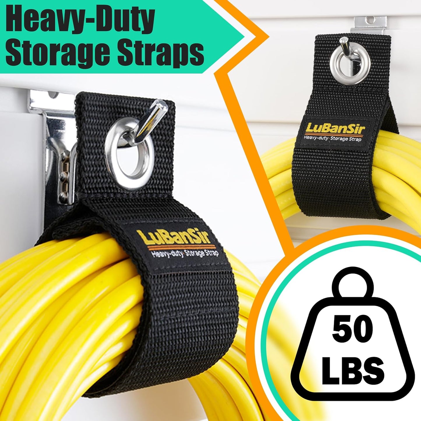 9 Pack 13“Extension Cord Holder Organizer for Organization | Heavy Duty Storage Straps for Garden Hose Storage and Garage Wall Organization
