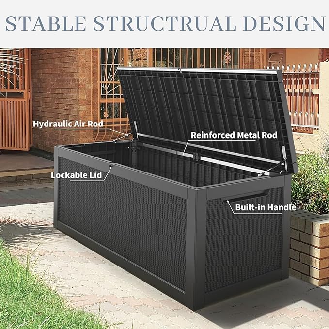 NUNU LAB Outdoor Storage Box, 320 Gallon Deck Box, Resin Waterproof Outside - Image 9