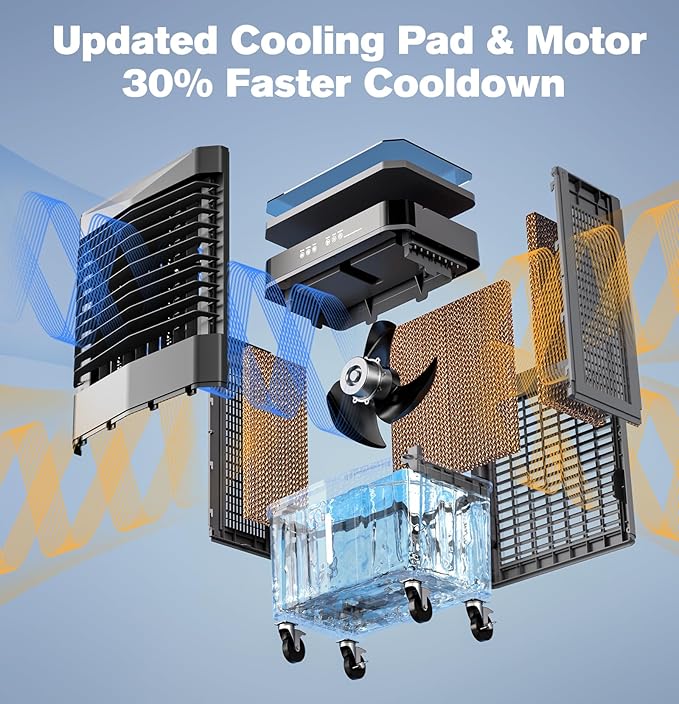 Auertech 8.2 Gal Swamp Cooler, 2800 CFM Portable Evaporative Air Cooler - Image 6