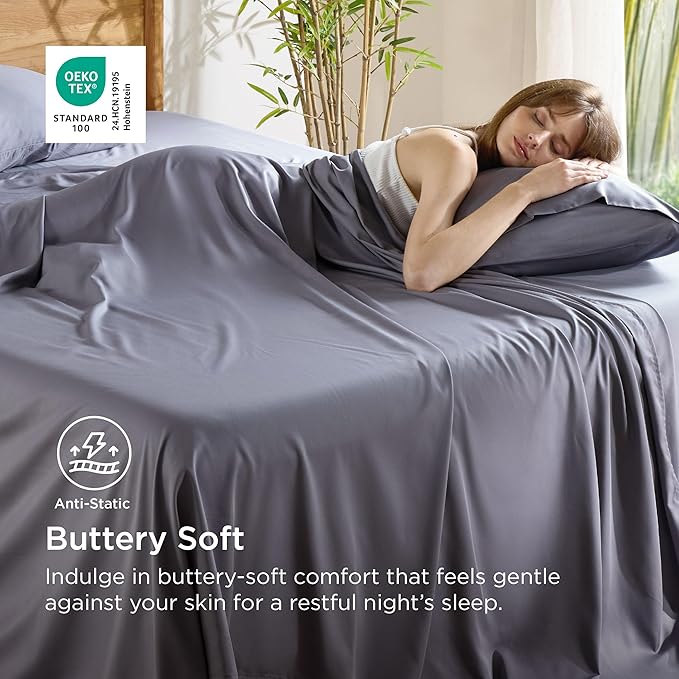 Bedsure Cooling Sheets for Full Size Bed, Viscose Derived from Bamboo, Deep - Image 4