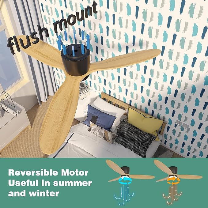 OUATER Flush Mount Ceiling Fan - Image 3