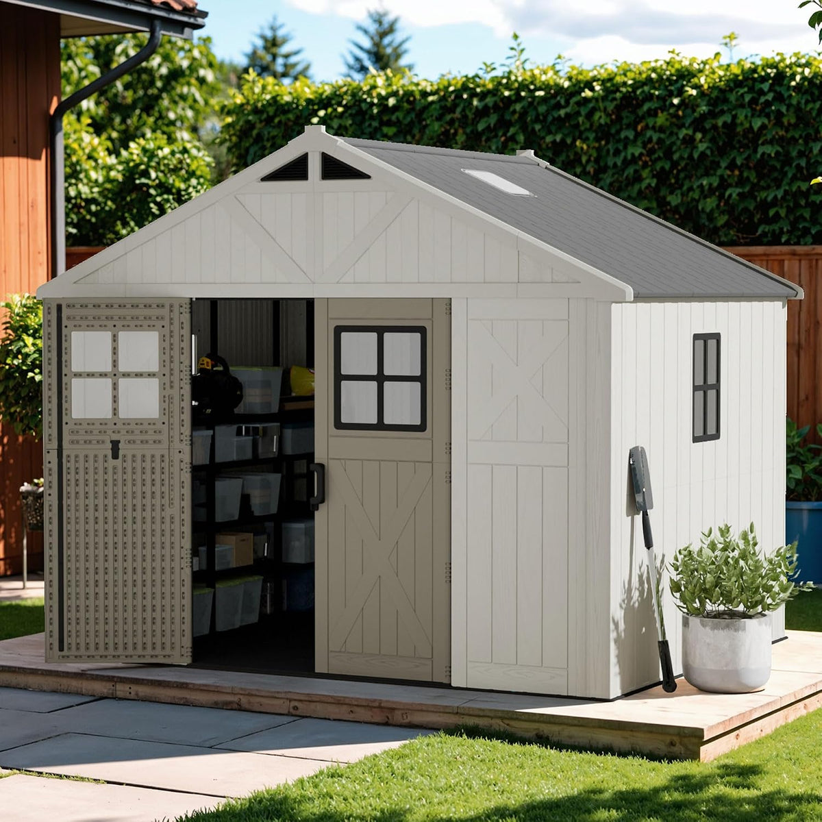 devoko 10x8 ft resin storage shed with floor, main product view